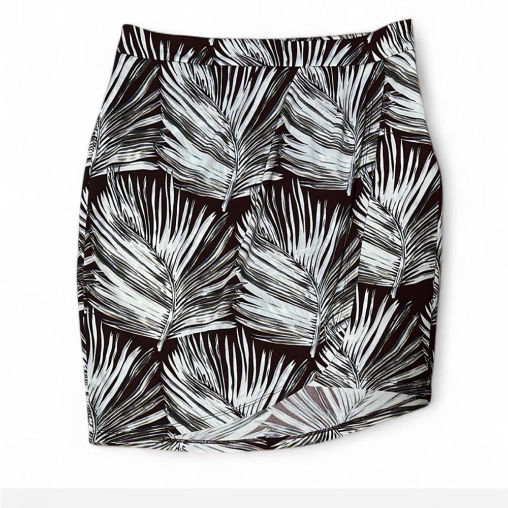 The Limited White and Maroon Leaf Wrap Mini Pencil Skirt